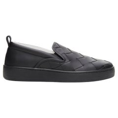 new BOTTEGA VENETA Maxi Intrecciato black woven leather skate shoes US9.5 EU42.5