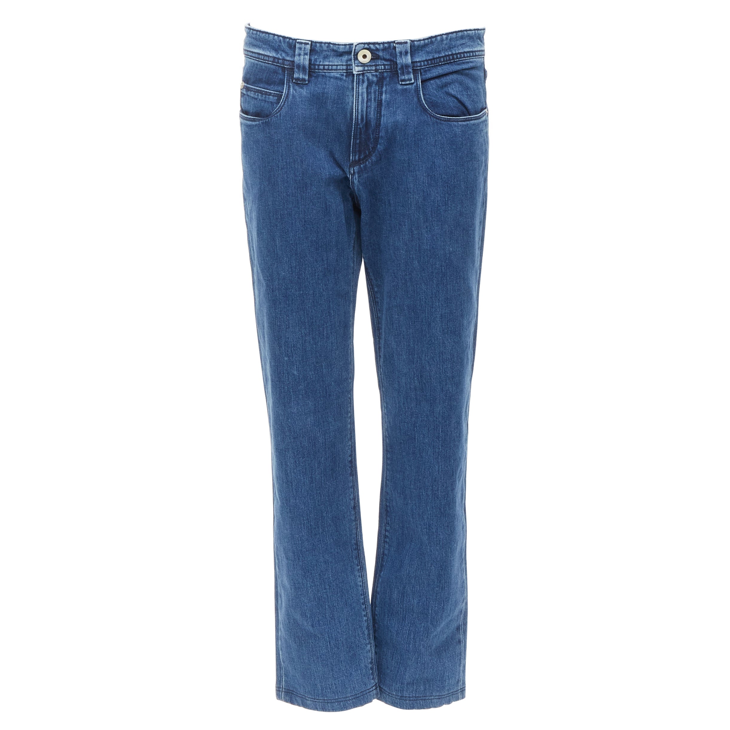 LORO PIANA 5 Tasche Slim blue washed soft denim jeans 33" For Sale
