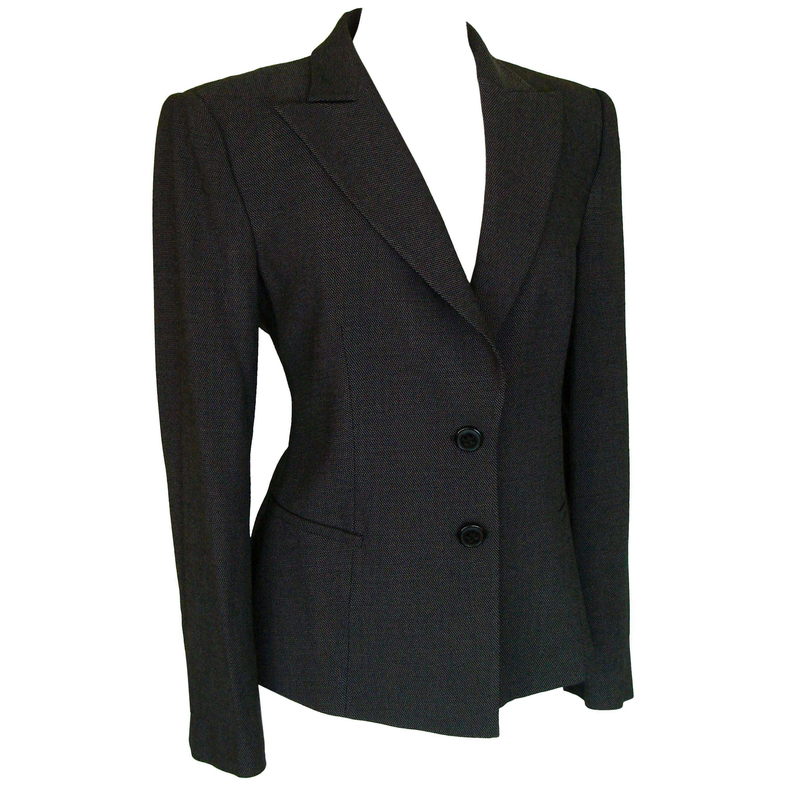 Emporio Armani Black + White Wool Check Jacket Size 48 1990s 