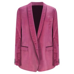 DOLCE&GABBANA PINK VELVET BLAZER JACKET with BLACK TRIM size IT 60