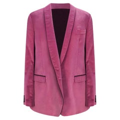 DOLCE&GABBANA PINK VELVET BLAZER JACKET with BLACK TRIM size  IT 60