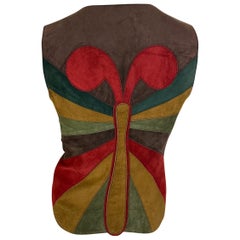 NWT F/W 2002 Dolce and Gabbana Multicolor Suede Butterfly Vest 