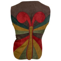 NWT F/W 2002 Dolce and Gabbana Multicolor Suede Butterfly Vest