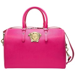VERSACE PALAZZO LEATHER TOTE BAG in ORCHID PINK