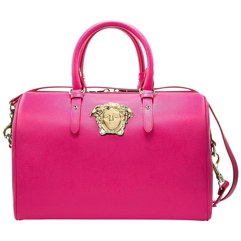 VERSACE PALAZZO LEATHER TOTE BAG in ORCHID PINK For Sale at