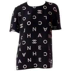 Chanel Logo Print Monochrome Tshirt