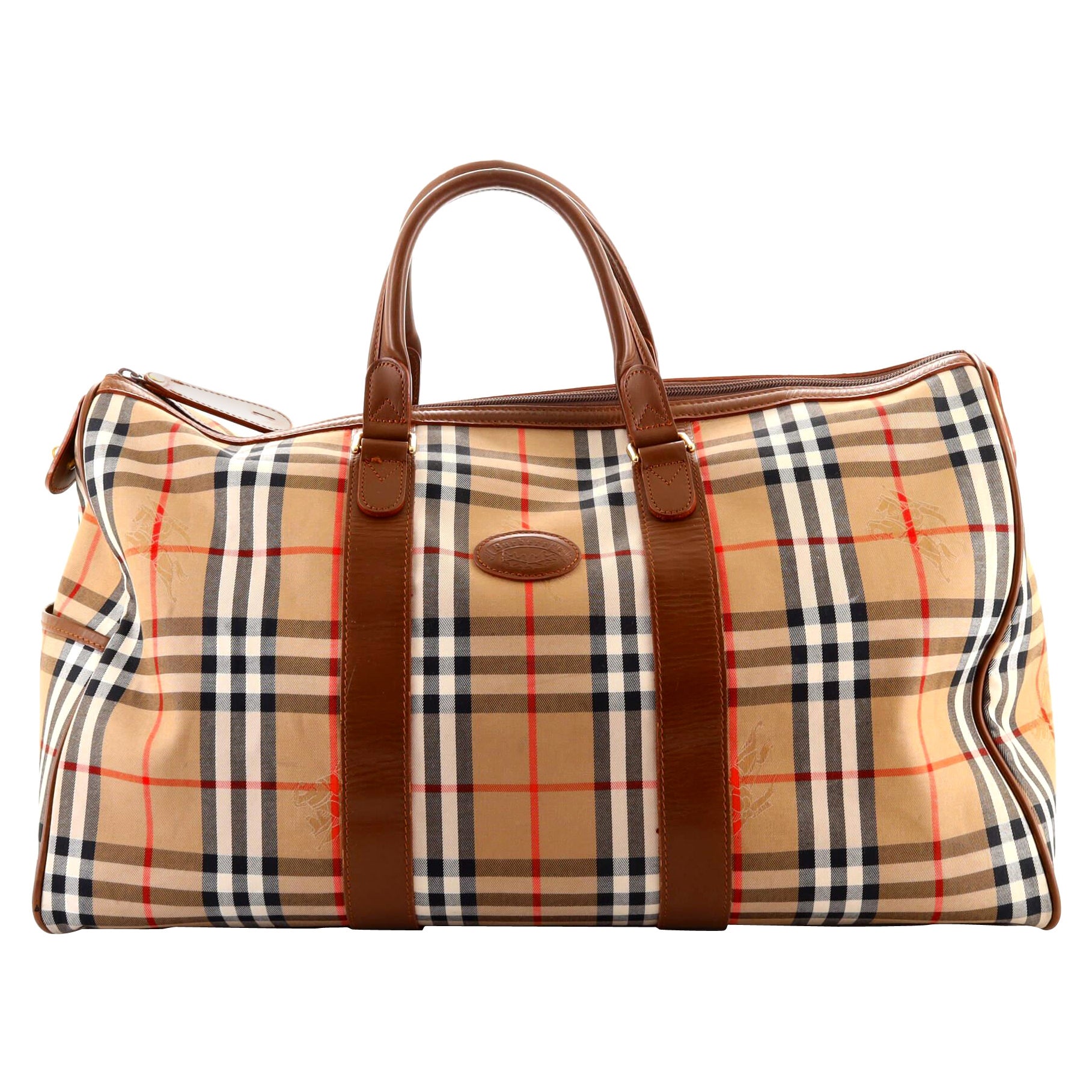 Burberry Vintage Duffle Bag Horseferry Check Canvas Large