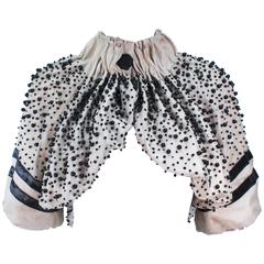 MONCLER Nude Mesh Gathered Bolero with Beaded Applique Size S 12