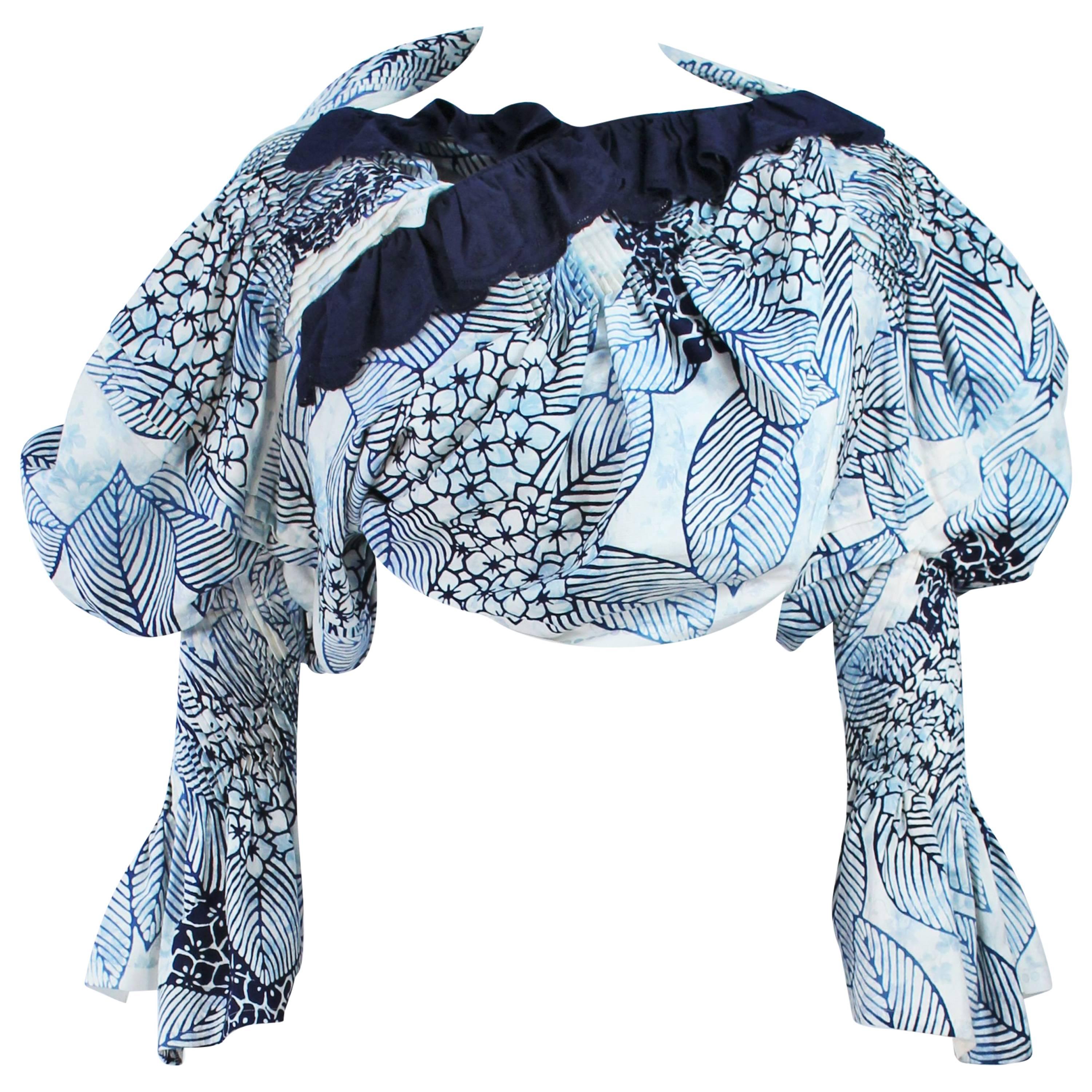 COMME DES GARCONS Camicetta con stampa floreale e batik e schiena aperta Taglia SS