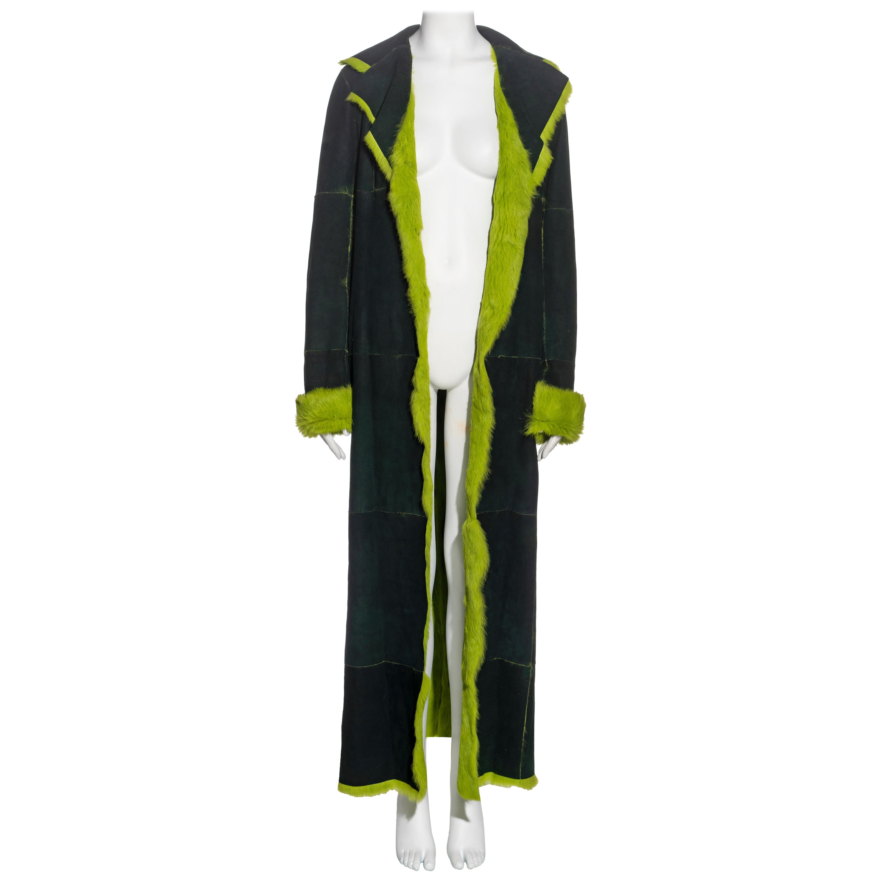 Dolce & Gabbana reversible green fur coat, fw 2000 For Sale