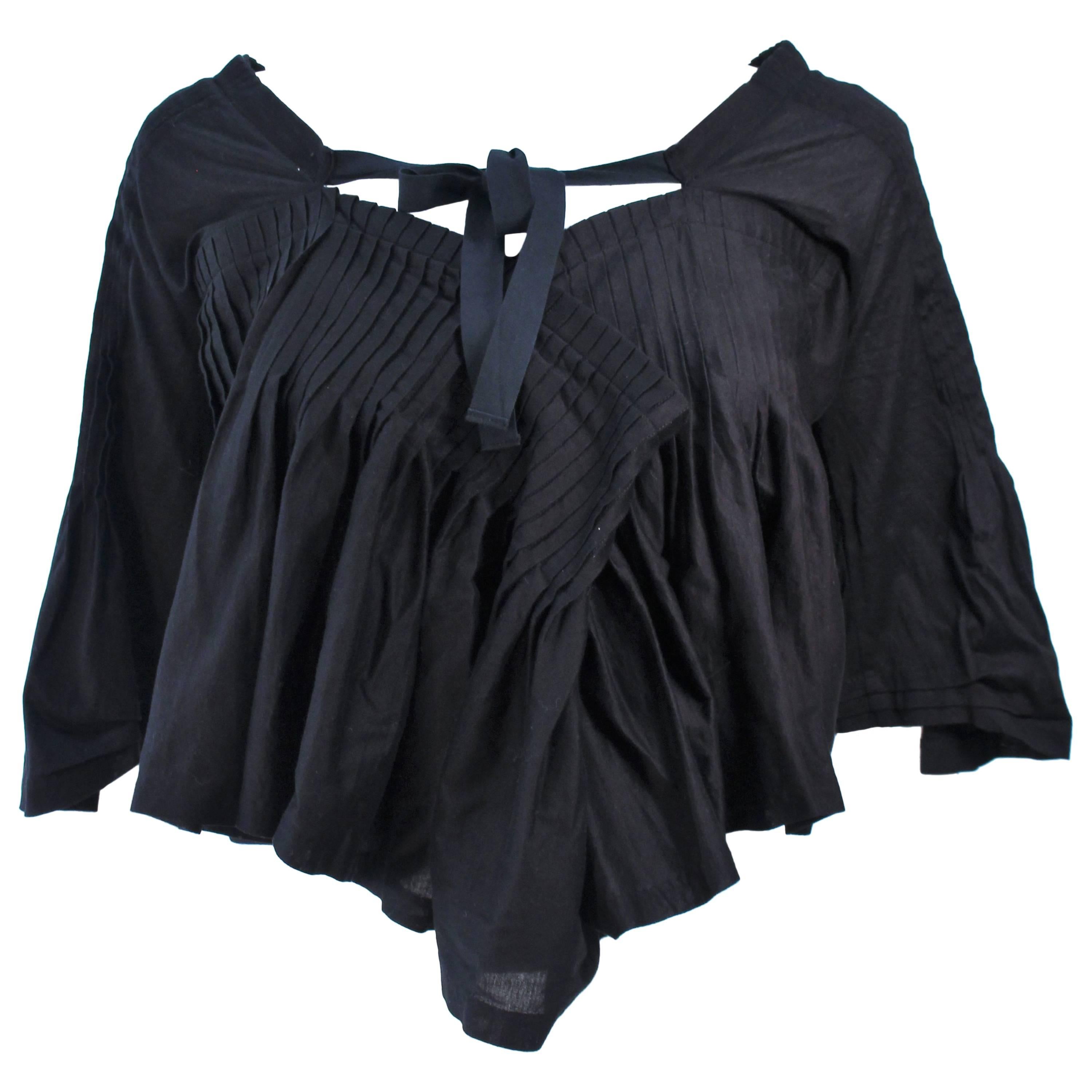 COMME DES GARÇONS Black Drape Pleated Blouse with Tie Size M