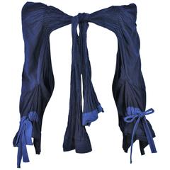 COMME DES GARÇONS Navy Cotton Blouse with Flare Sleeve Size S 7