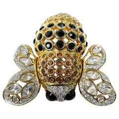 Swarovski Bee Brooch "Jeweler's Collection" Crystal Gold Bumble Bee Pin 1980s 