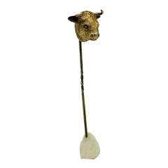 Antique Gold Bull Animal Stickpin Lapel Pin