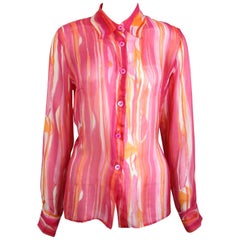 Tom Ford For Gucci Colour Printed Silk Sheer Shirt