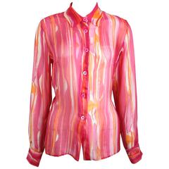 Tom Ford For Gucci Colour Printed Silk Sheer Shirt 11