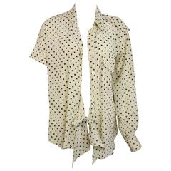 Moschino Couture Ivory Star Pattern Asymmetric Silk Shirt 10