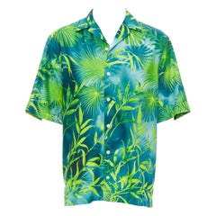 new VERSACE 2020 Iconic JLo Jungle print green tropical print shirt EU42 2XL