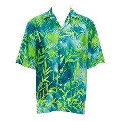 new VERSACE 2020 Iconic JLo Jungle print green tropical print shirt EU39 M