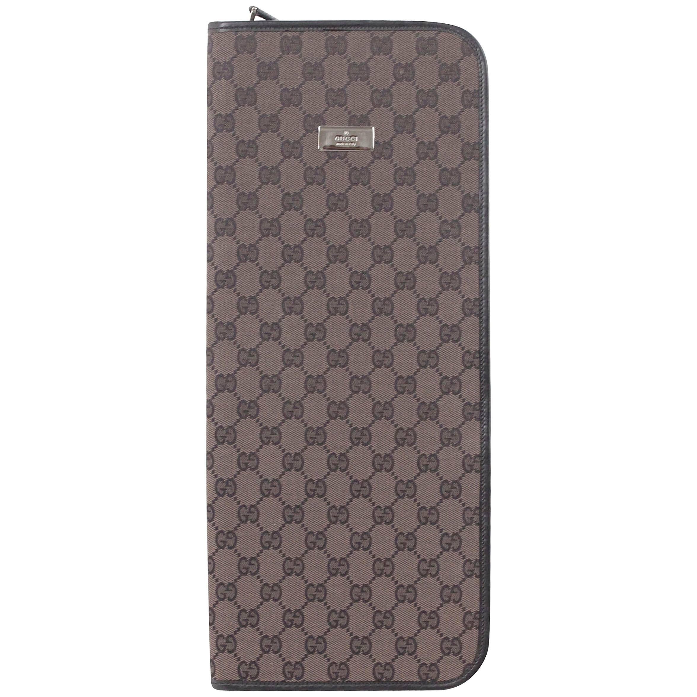 GUCCI Brown GG MONOGRAM Canvas TRAVEL TIE CASE Necktie Holder RACK