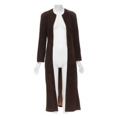GIORGIO ARMANI Vintage dark brown goat suede leather coat IT42 M