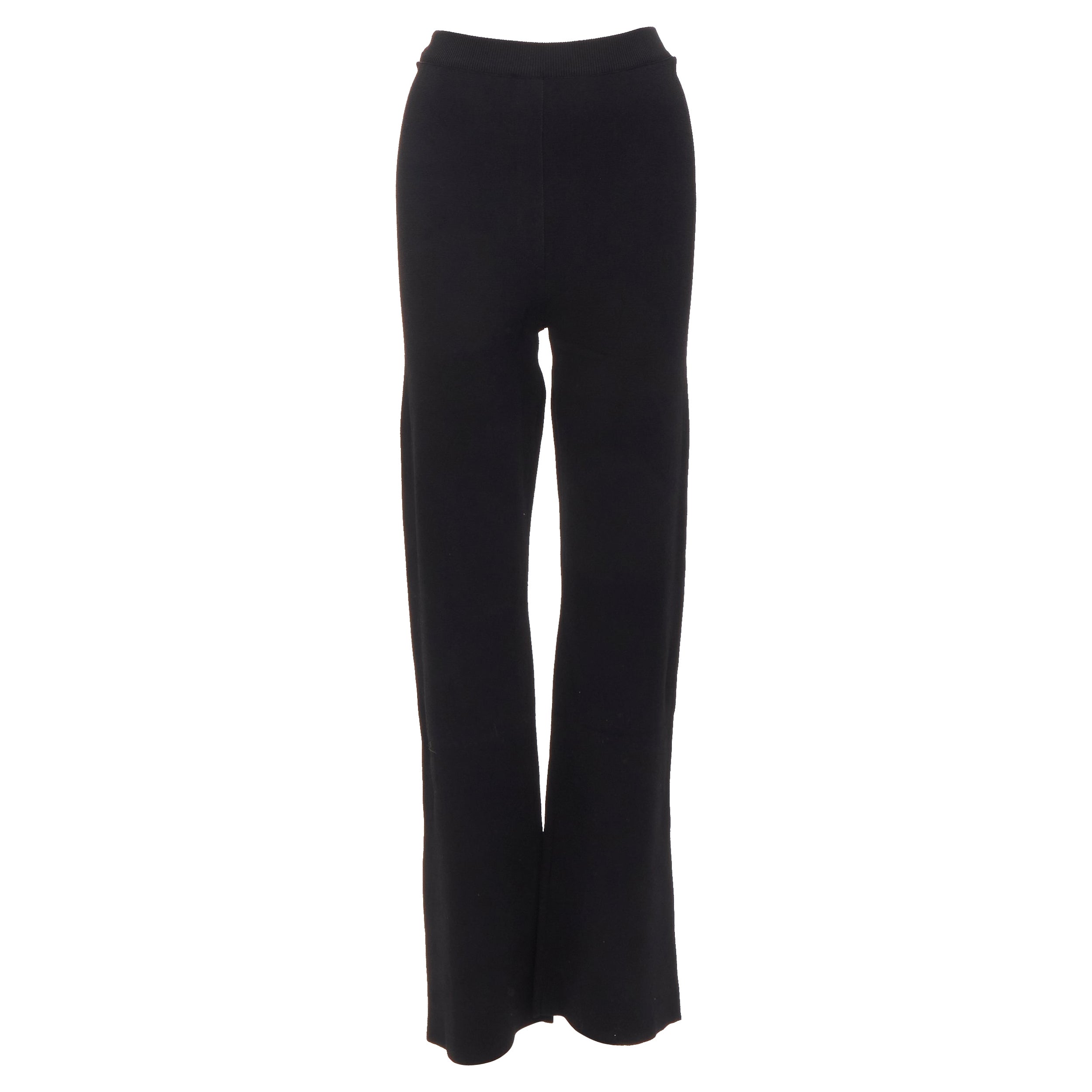 NANUSHKA black viscose nylon knitted wide leg pants S For Sale