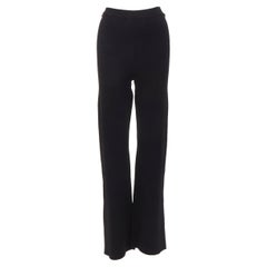 NANUSHKA black viscose nylon knitted wide leg pants S