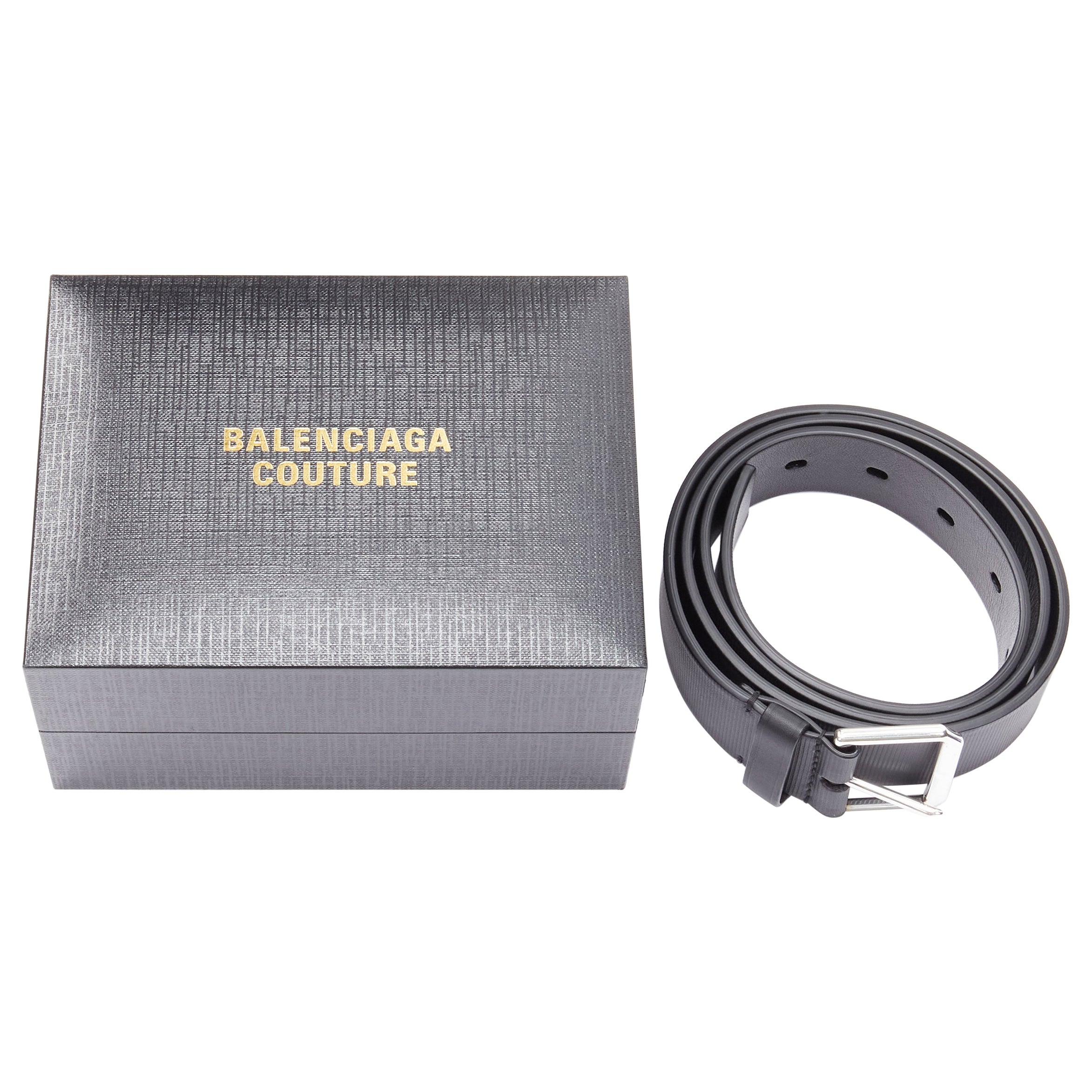 new BALENCIAGA 50th COUTURE 2021 black gold logo box clutch bag  leather belt
