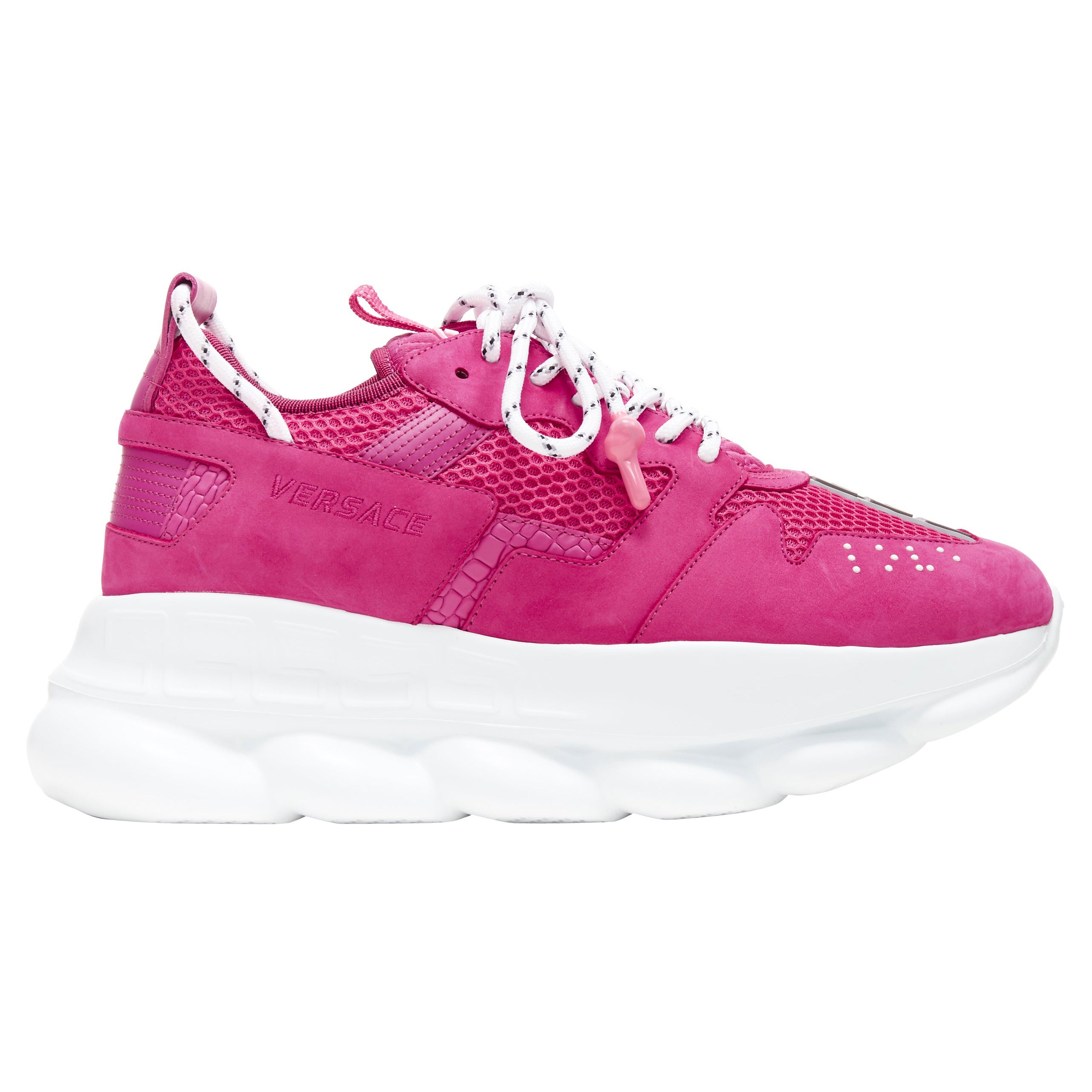 new VERSACE Chain Reaction Blowzy pink suede low top chunky sneaker US10 EU43 For Sale