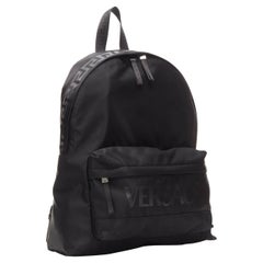 new VERSACE La Greca 90's logo black nylon backpack bag