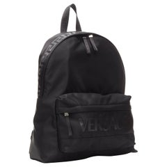 new VERSACE La Greca 90's logo tonal print black nylon casual  backpack bag