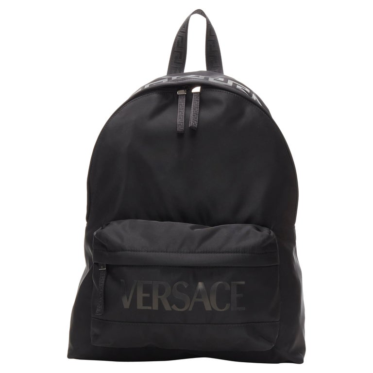 new VERSACE La Greca 90's logo black nylon backpack bag at 1stDibs