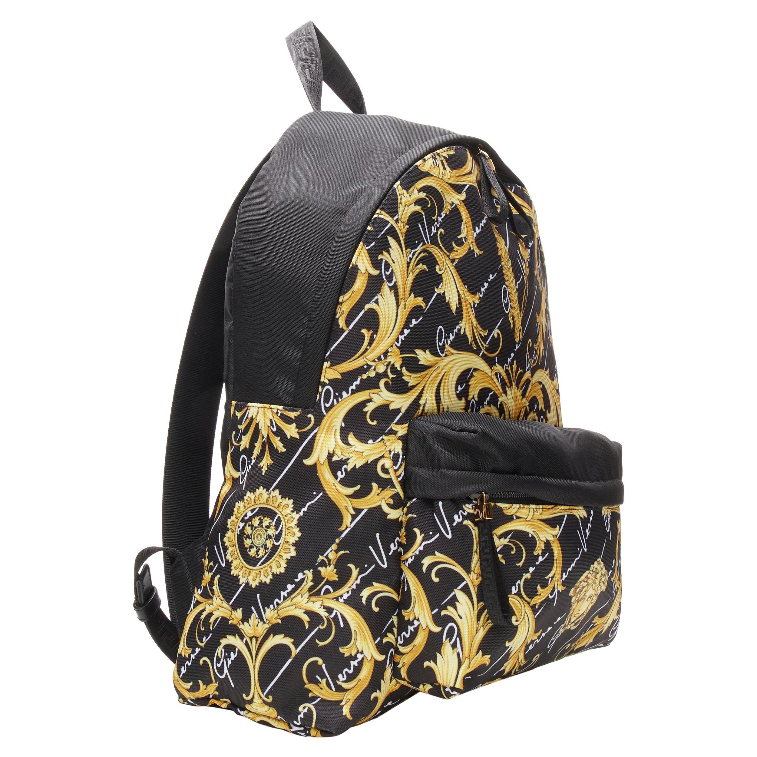 new VERSACE Gianni Signature gold Barocco Virtus Medusa print backpack bag