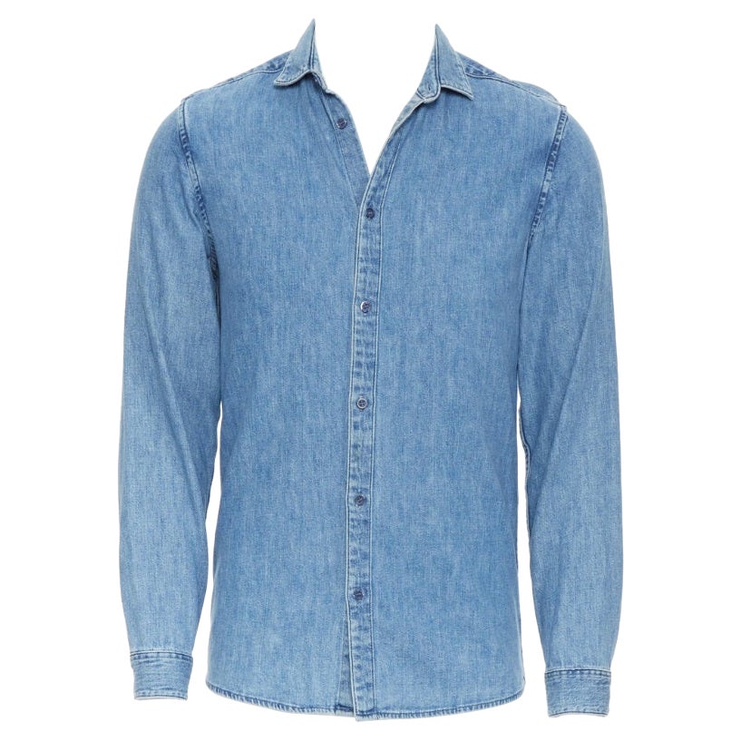 Chemise à manches longues en coton denim bleu délavé COS XS en vente