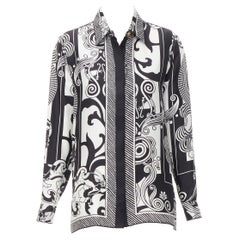 new VERSACE 2020 Runway Optical Virtus graphic Barocco print silk shirt IT40 S