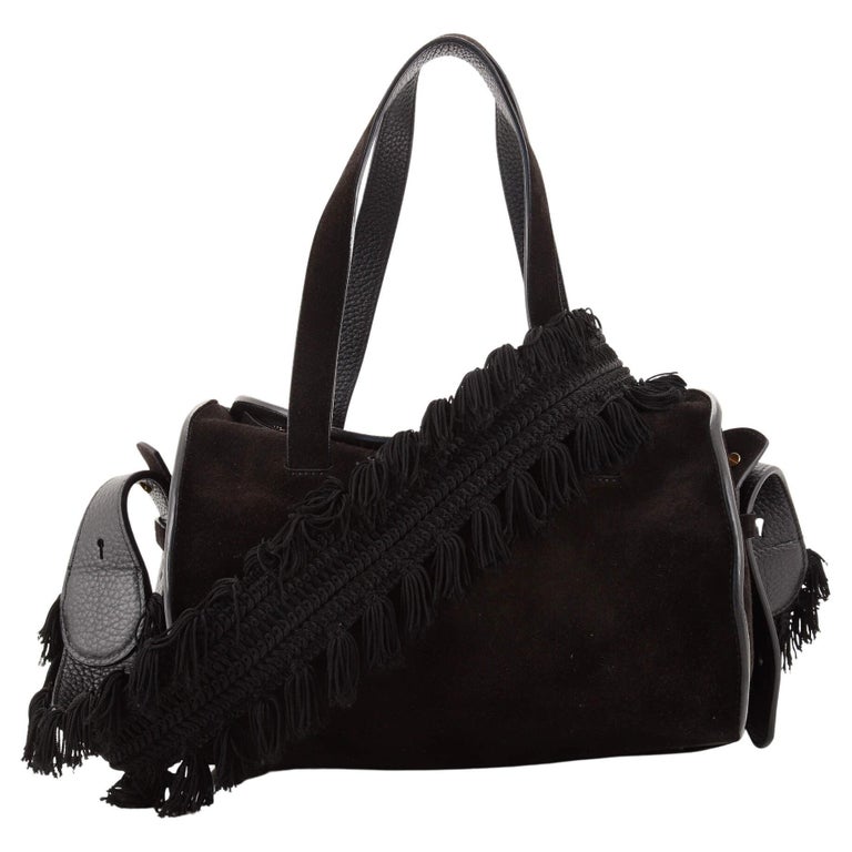 The Row Drum Shoulder Bag Suede with Fringes 10 For Sale