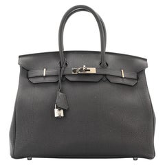 Sac à main Hermès Birkin Noir Togo avec finitions métalliques en palladium 35