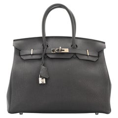 Hermes Birkin Handbag Noir Togo with Palladium Hardware 35