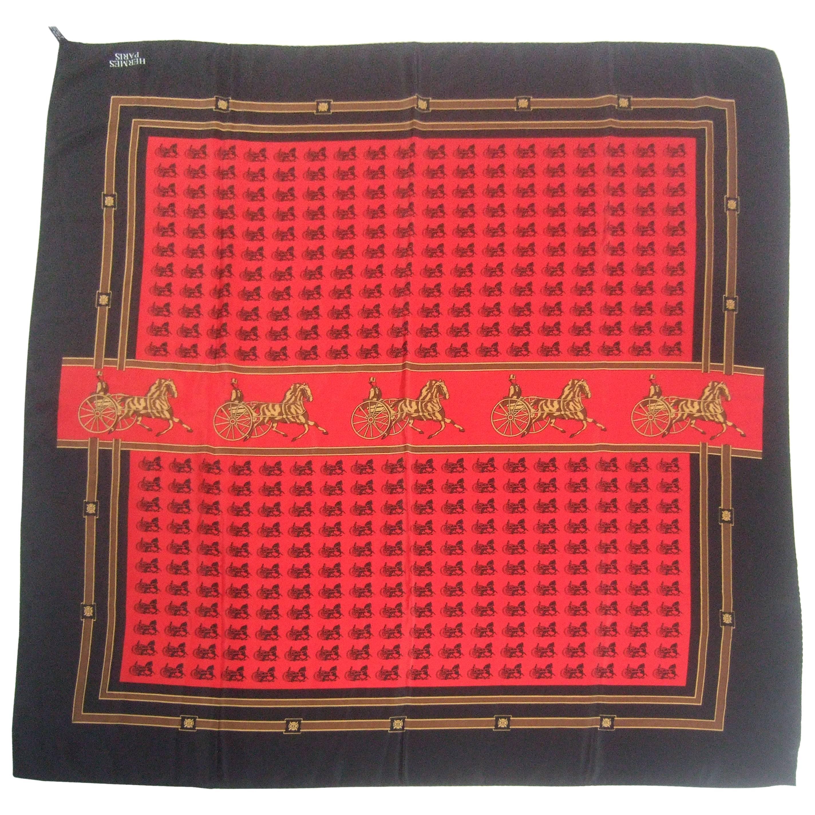 Hermes Paris Silk Horse and Carriage Scarf in Hermes Box 