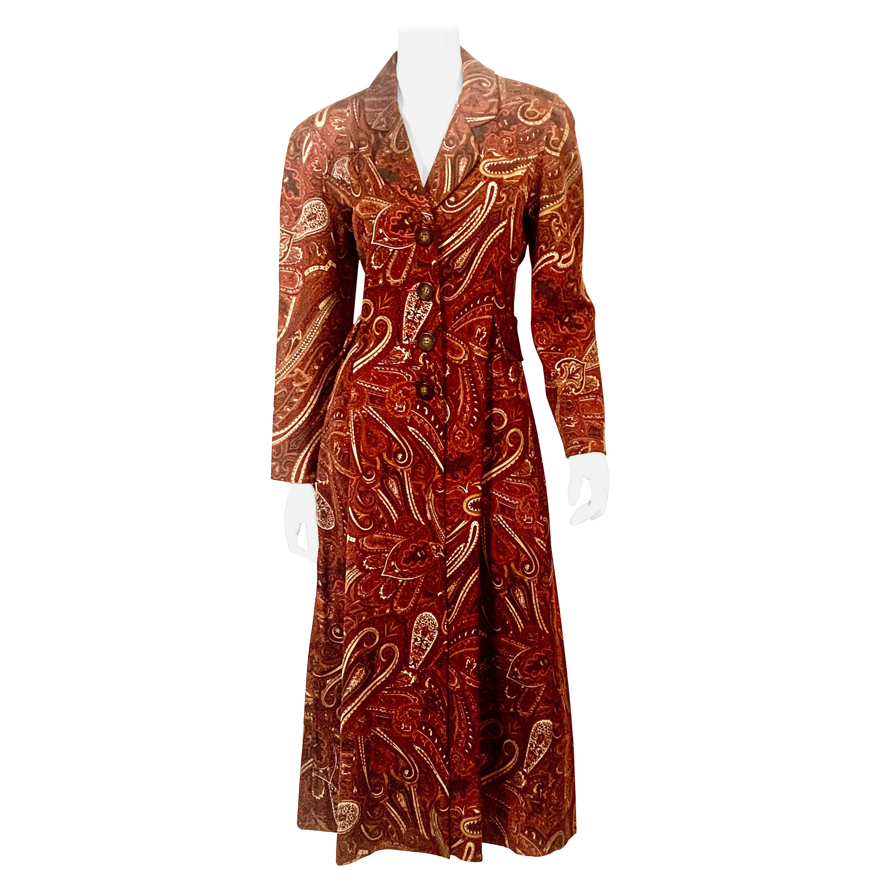 Bill Blass Paisley Patterned Coat in a Larger Size For Sale