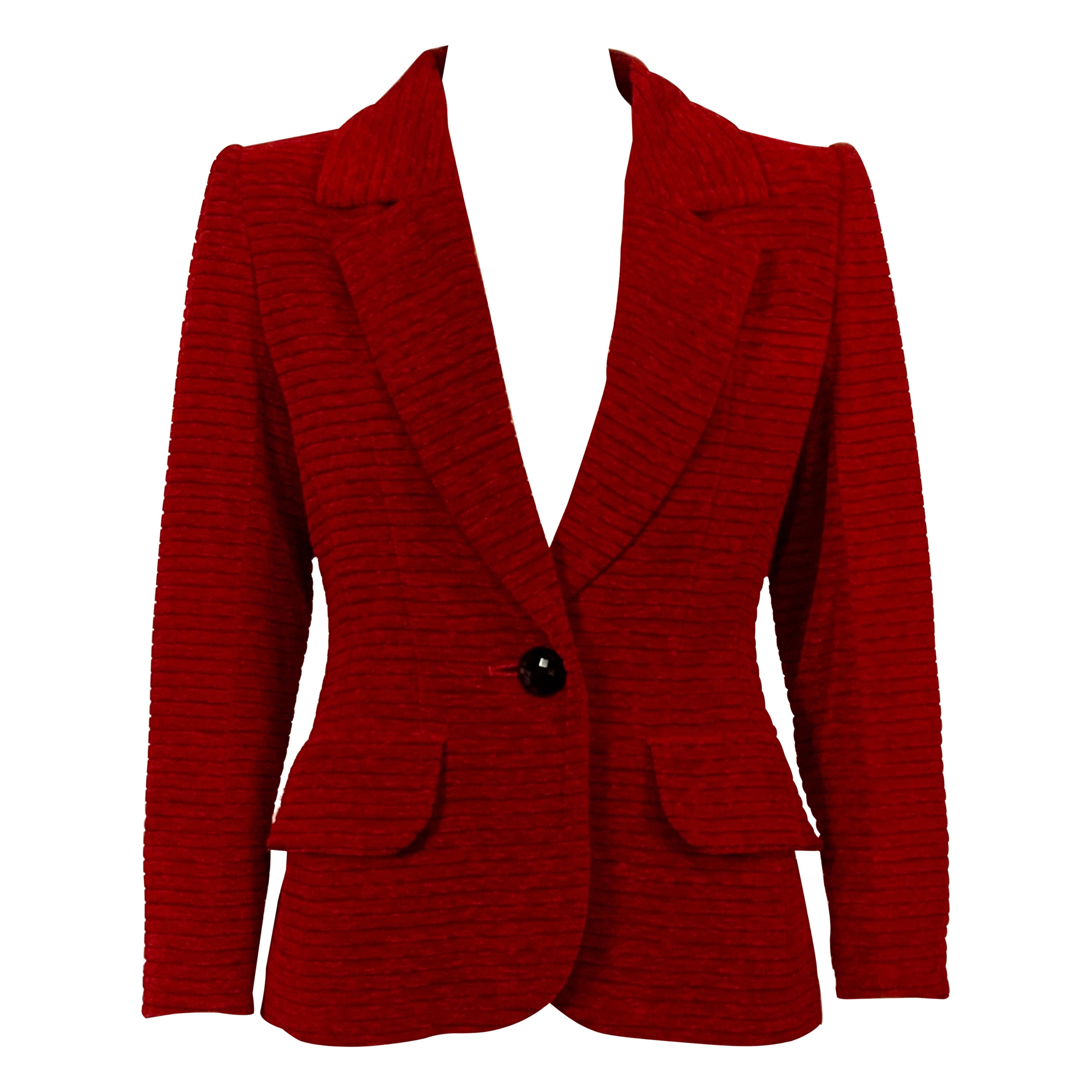 Yves Saint Laurent - Giacca di velluto rosso lampone con taglio nero in vendita