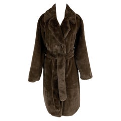 STAND STUDIO Size M Brown Faux Fur Notch Lapel Faustine Coat