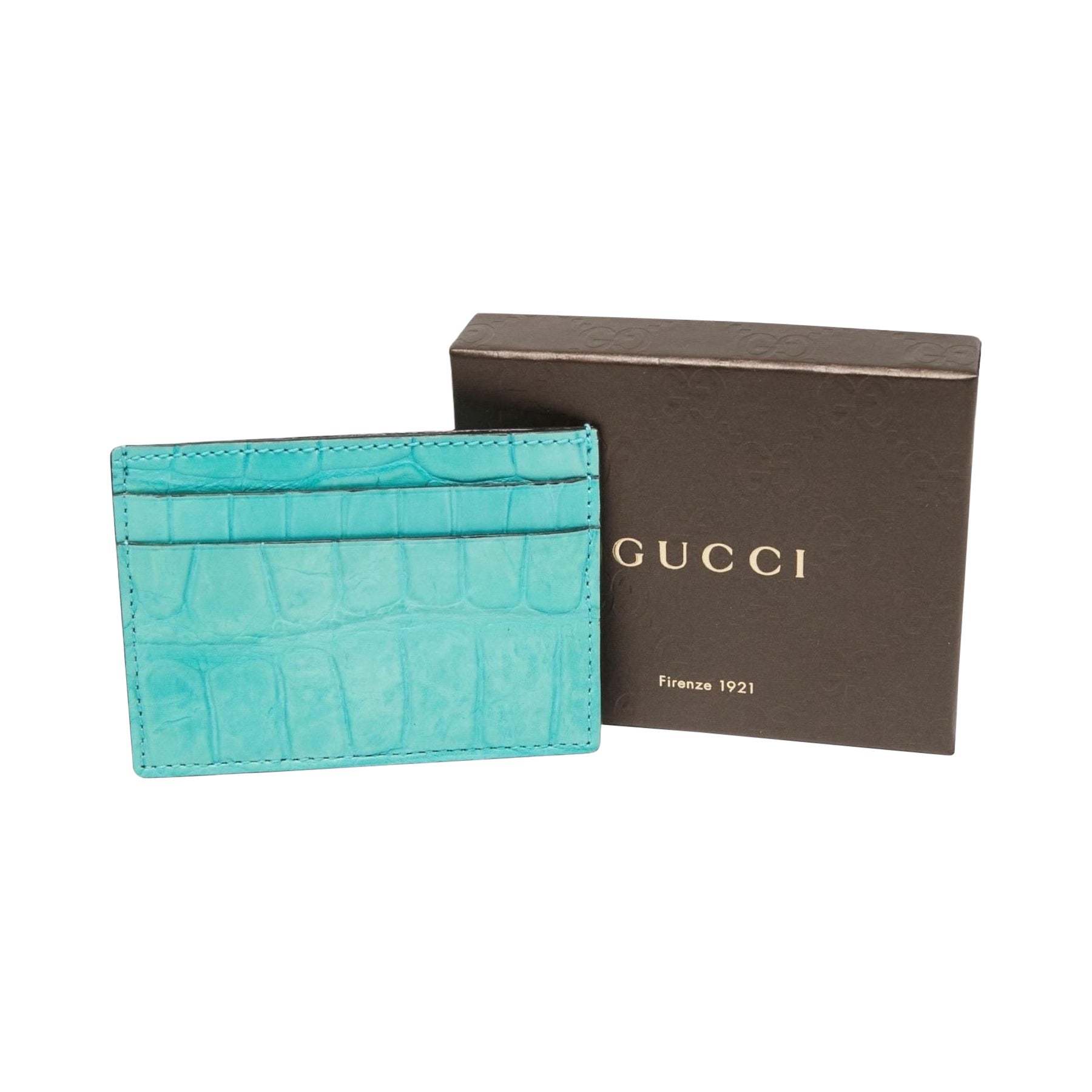 UNWORN Gucci Exotic Crocodile Skin Card Case - Rare and Unique Color For  Sale at 1stDibs