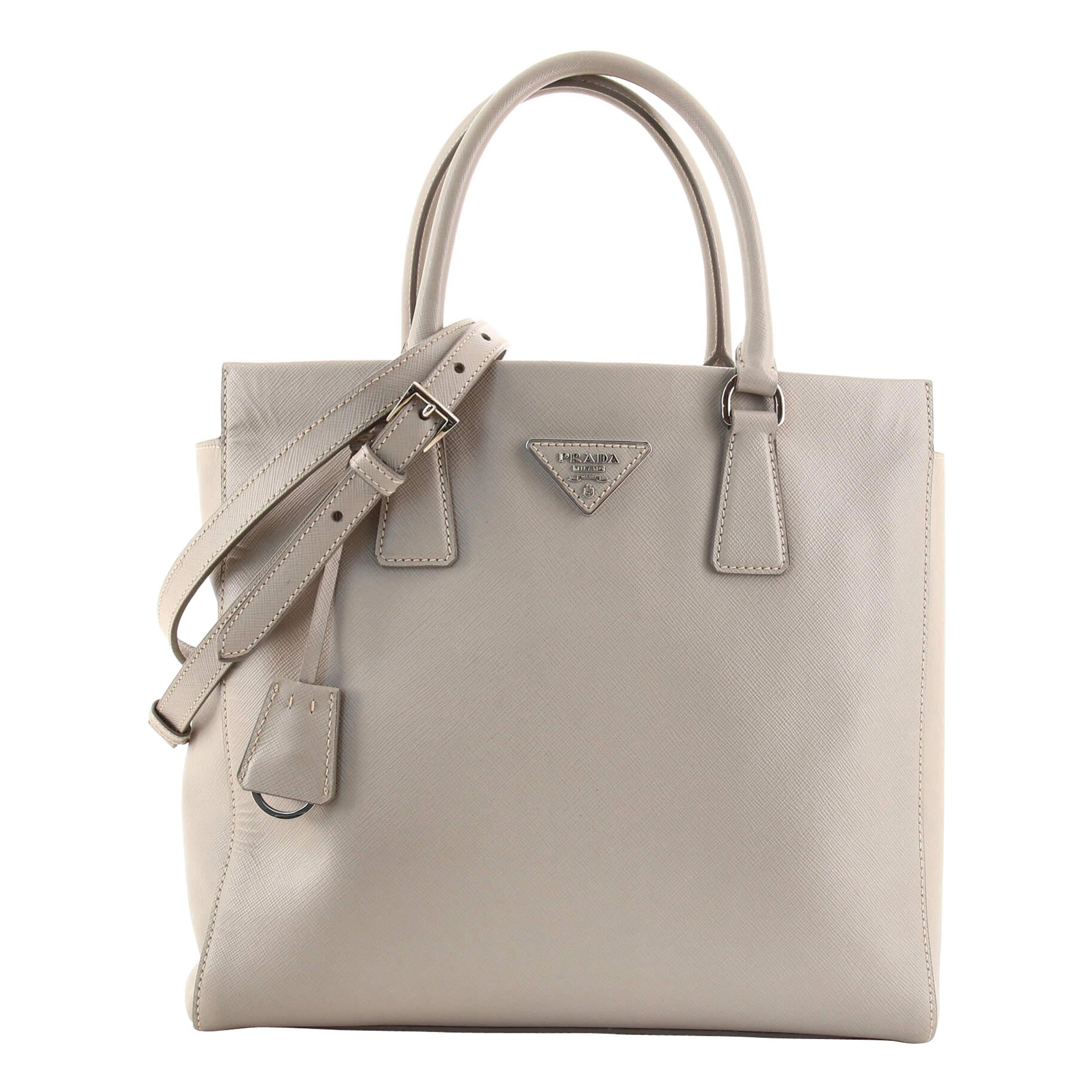 Prada 1BA786 F0401 Saffiano Lux Womens Double Zip Tote Bag Cannella ...