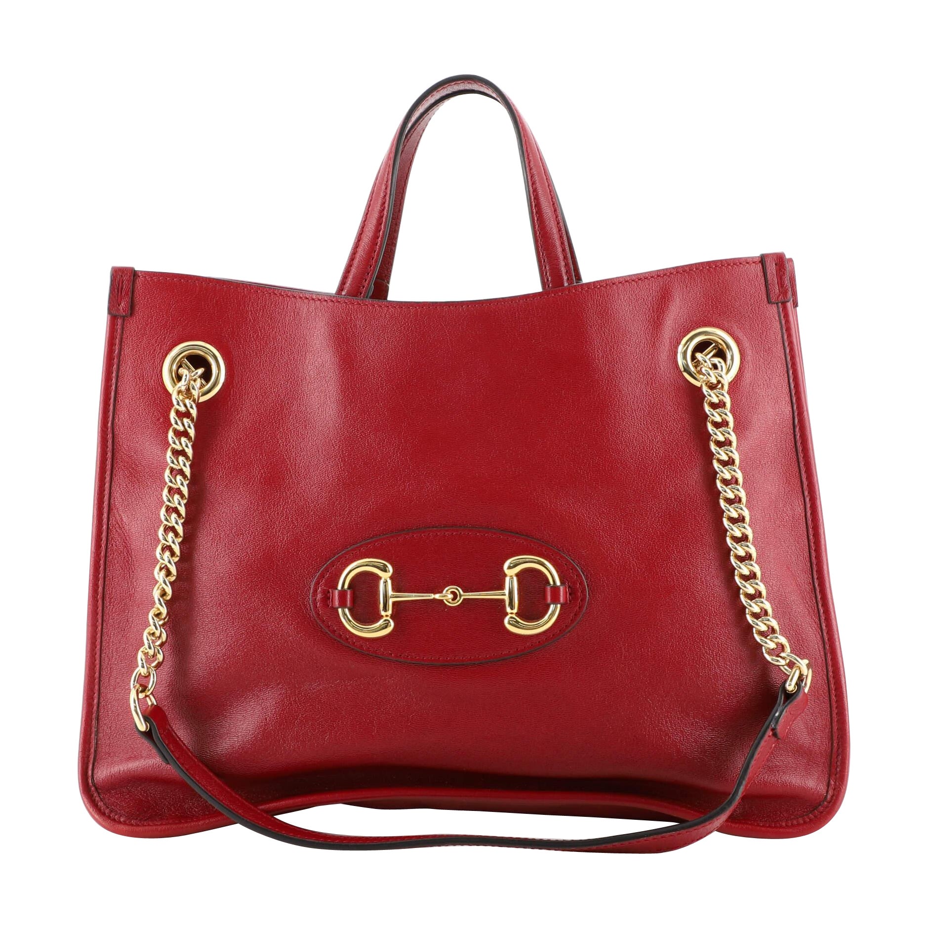 Gucci Red Leather Large Interlocking GG Shopper Tote at 1stDibs