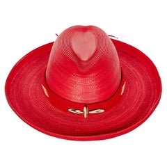 Vintage Patricia Underwood Red Leather Western Hat, 1980s