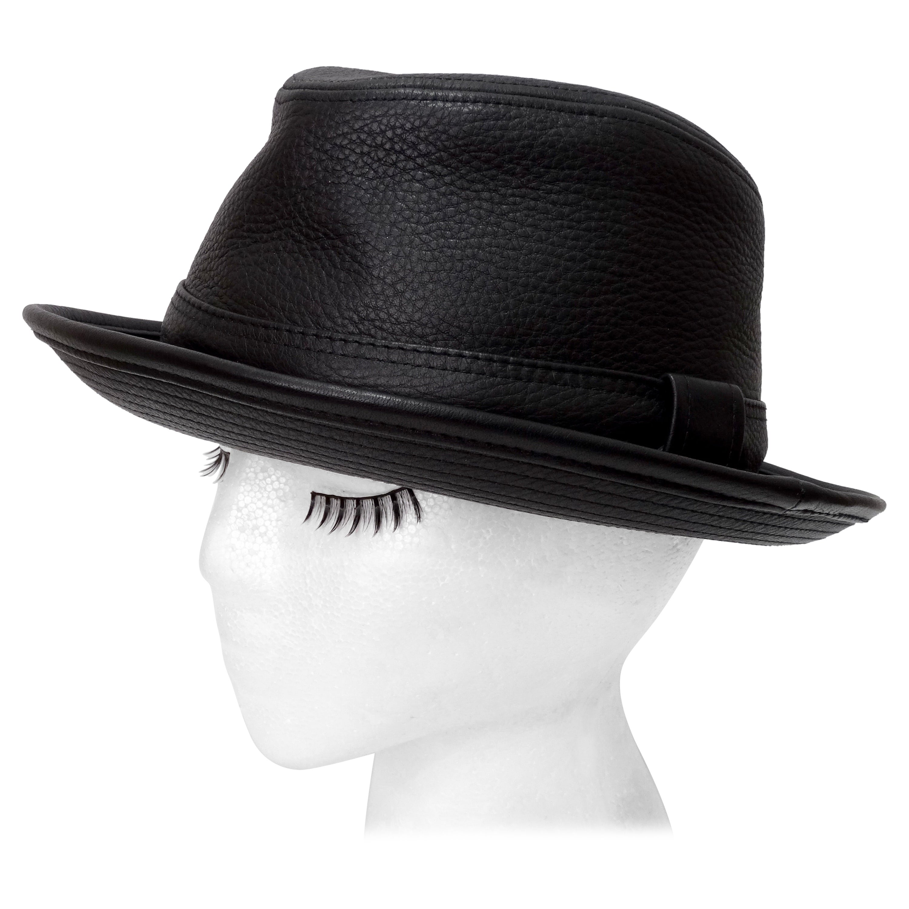 Hermes Clémence Leather Hat in Black Taurillon For Sale