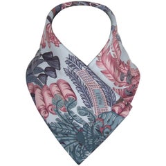 Hermes Silk Scarf Chapeau Hat Blue Pink 90 cm