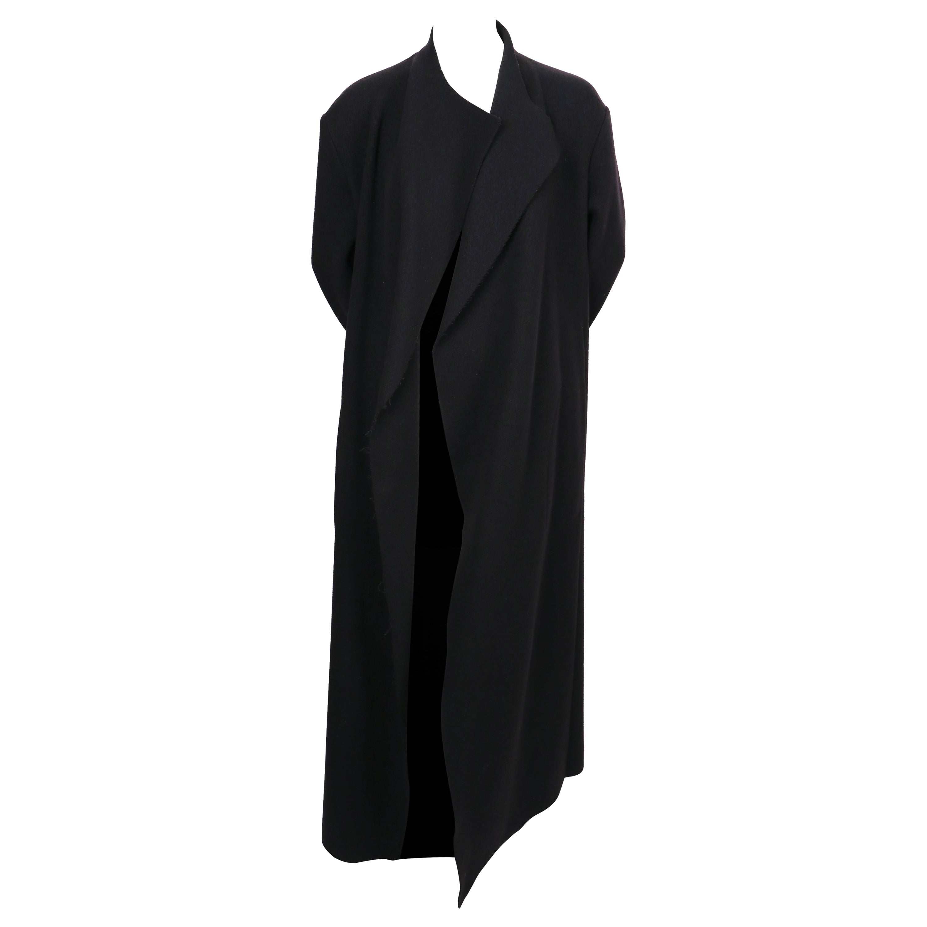 1990's DRIES VAN NOTEN maxi length black wool coat