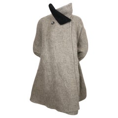 GEOFFREY BEENE grey and black double faced wool trapeze coat